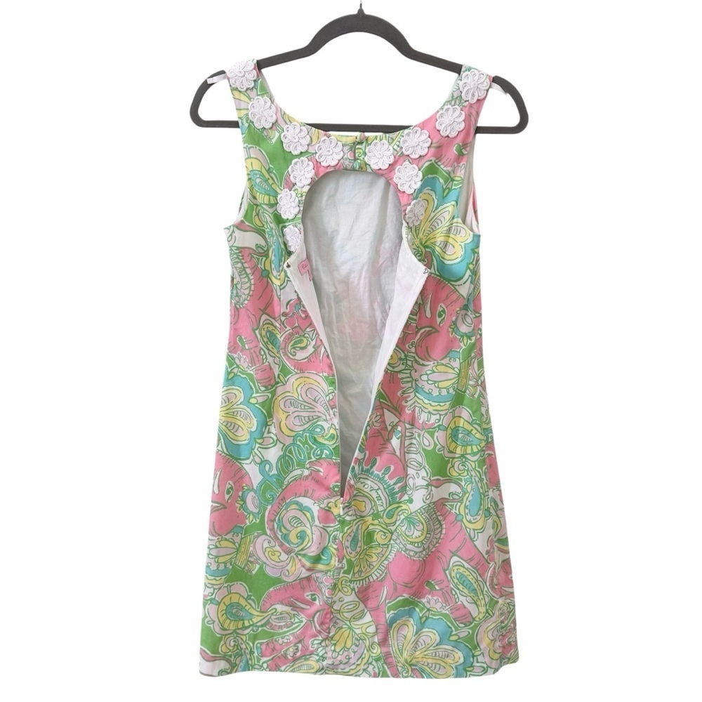 Lilly Pulitzer Chin Chin Elephant Print Nina Shift Dress Size 2 - Picture 6 of 9